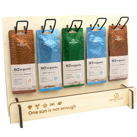 7suns Organic97 wooden display for sachets